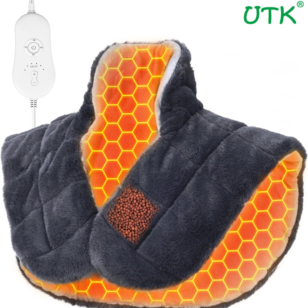 UTK Large Heated Neck Shoulder Wrap With Weighted Design And Auto Shut Off, 24"x 20" Electric Heating Pad Relaxation, Mother'S Day Gift