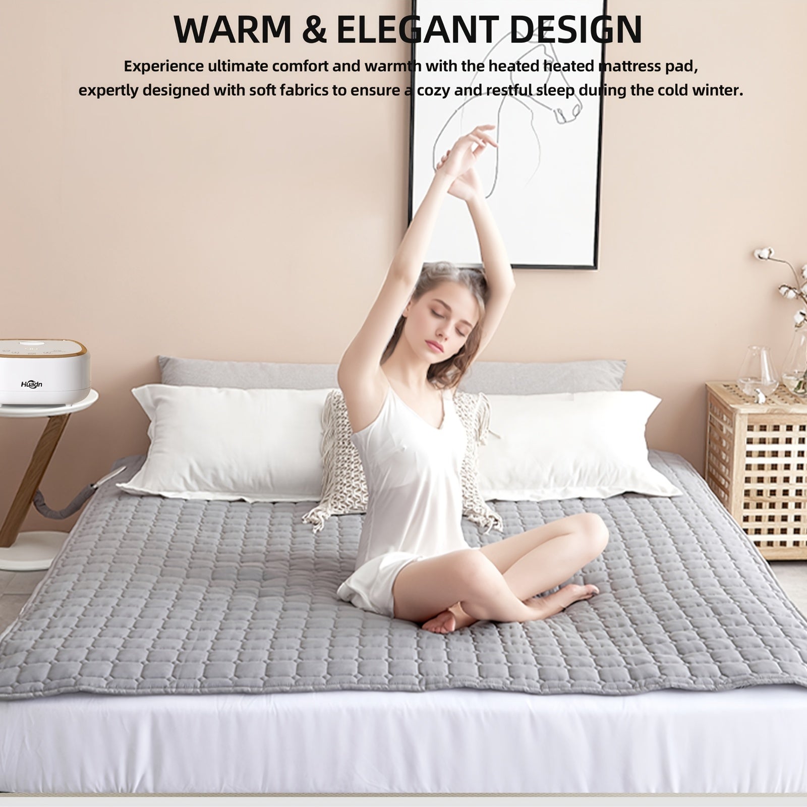 1pc Electric Heating Blanket - Fast Heating & Even Warmth, Overheat Protection, Ultra-Qiet Operation, Soft Light Beige-Friendly Heating Pad with US Plug (110V) - Ideal for Cold Winter Nights, Bedroom, Living Room, Office - Modern Minimalist Design Heating