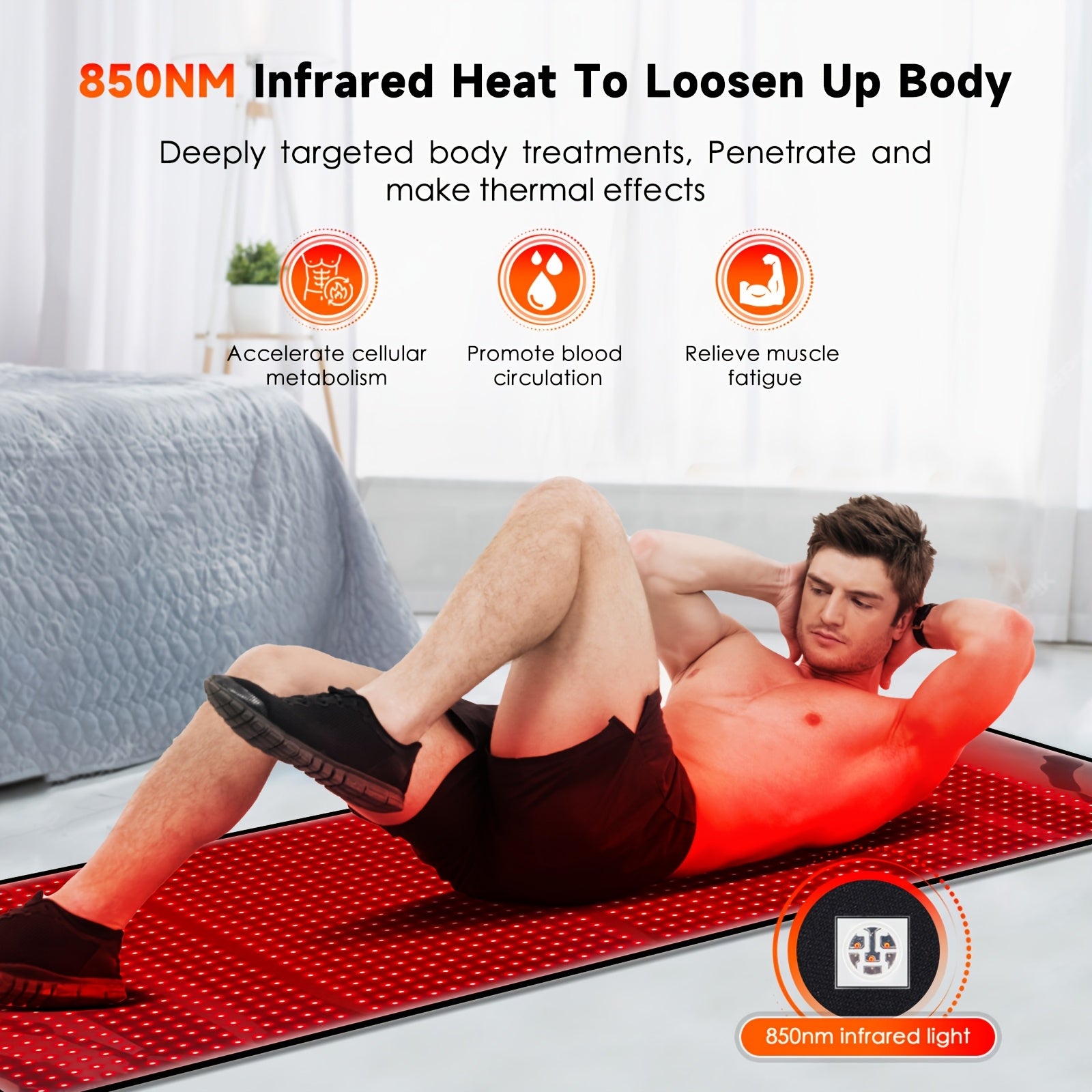 1440 LED Red Light Therapy Pad 66.93inch Infrared Heating Pad Dual Wavelength 660nm/850nm Full Body Pain Relief Mat For Muscle Recovery, Joint Care, Arthritis, Lower Back Pain, Home Use Physical Therapy Equipment