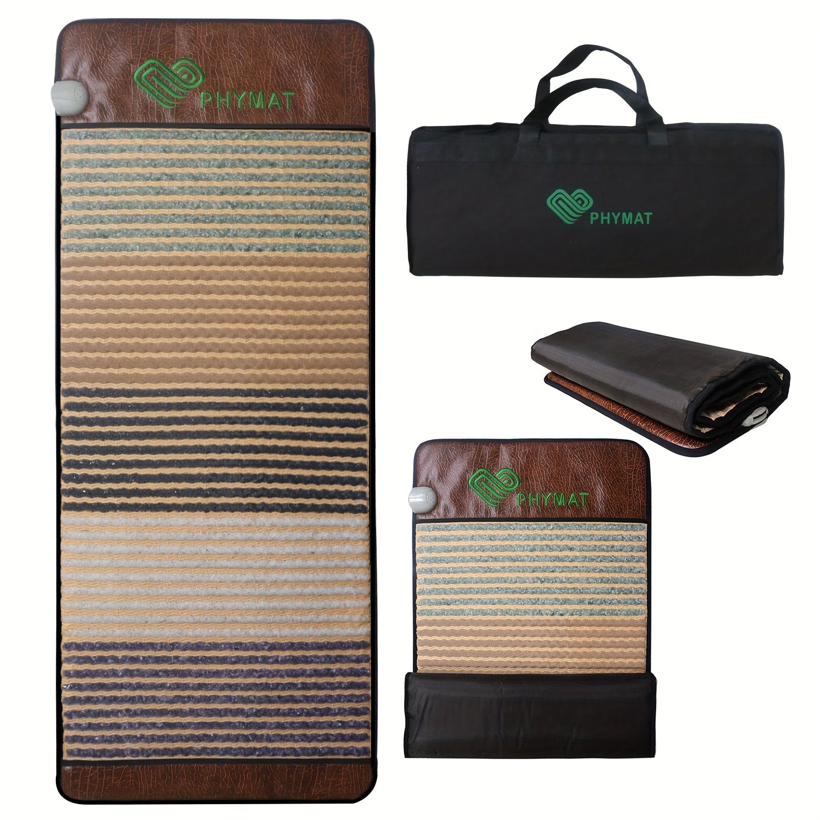 PHYMAT Crystal Stone Heating Pad, Portable Full Body Electric Heating Mat With 5 Color Crystal Stone On Surface, Hot Stone Massage Mat, Infrared Heating, Overheat Protection, Adjustable Timer & Temperature, Auto Off, Father'S Day, Mother'S Day Gifts
