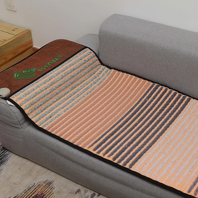PHYMAT Crystal Stone Heating Pad, Portable Full Body Electric Heating Mat With 5 Color Crystal Stone On Surface, Hot Stone Massage Mat, Infrared Heating, Overheat Protection, Adjustable Timer & Temperature, Auto Off, Father'S Day, Mother'S Day Gifts