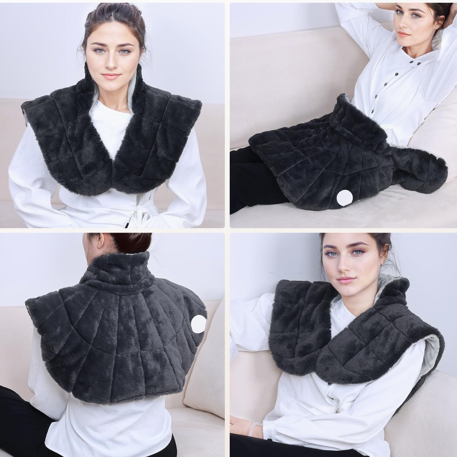 UTK Large Heated Neck Shoulder Wrap With Weighted Design And Auto Shut Off, 24"x 20" Electric Heating Pad Relaxation, Mother'S Day Gift