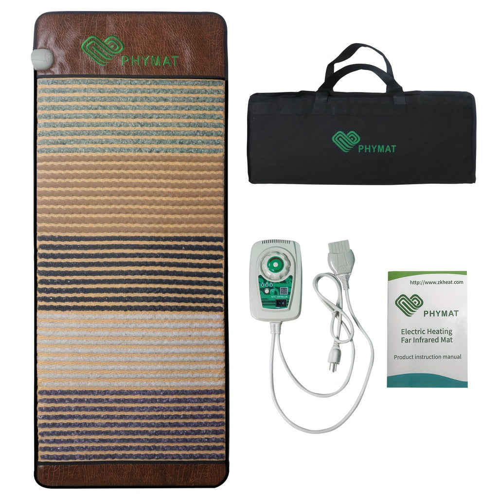 PHYMAT Crystal Stone Heating Pad, Portable Full Body Electric Heating Mat With 5 Color Crystal Stone On Surface, Hot Stone Massage Mat, Infrared Heating, Overheat Protection, Adjustable Timer & Temperature, Auto Off, Father'S Day, Mother'S Day Gifts