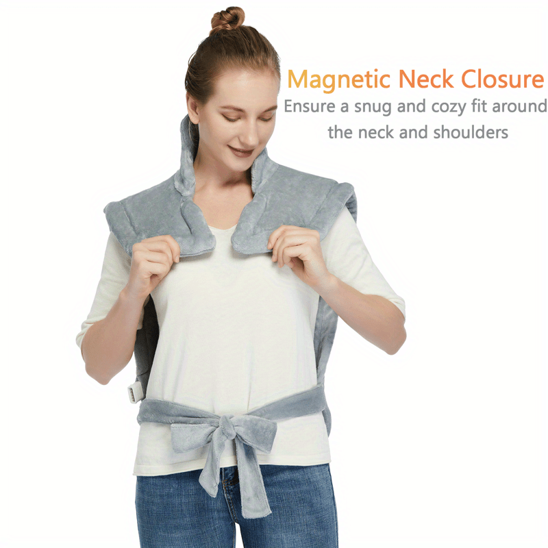 Large Weighted Heating Pad for Neck and Shoulders - Fast Heating, 4 Temperature Settings, Auto Shut Off, Full Body Back Pain Relief, Electric Heating Pad, Grey, 33"x22