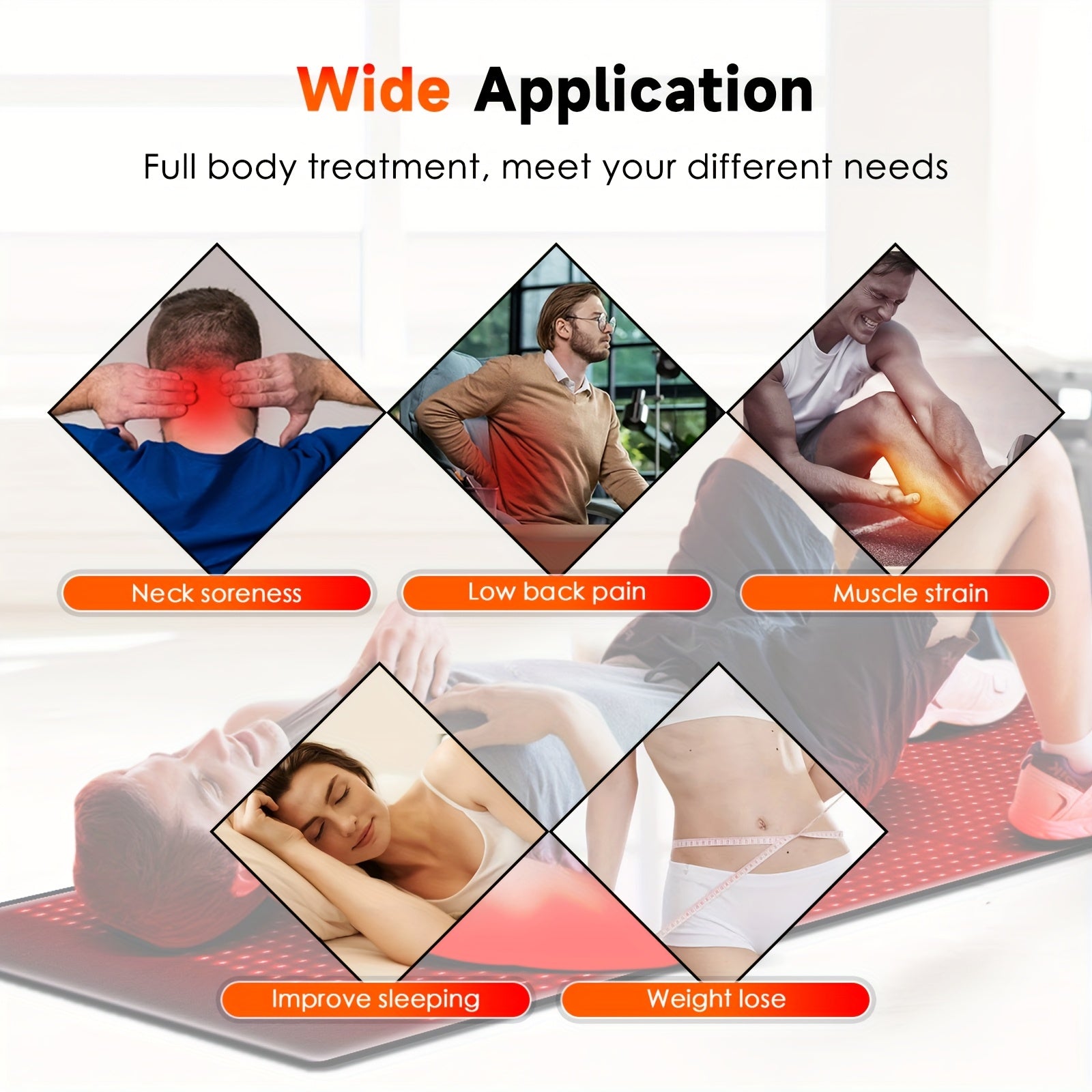 1440 LED Red Light Therapy Pad 66.93inch Infrared Heating Pad Dual Wavelength 660nm/850nm Full Body Pain Relief Mat For Muscle Recovery, Joint Care, Arthritis, Lower Back Pain, Home Use Physical Therapy Equipment