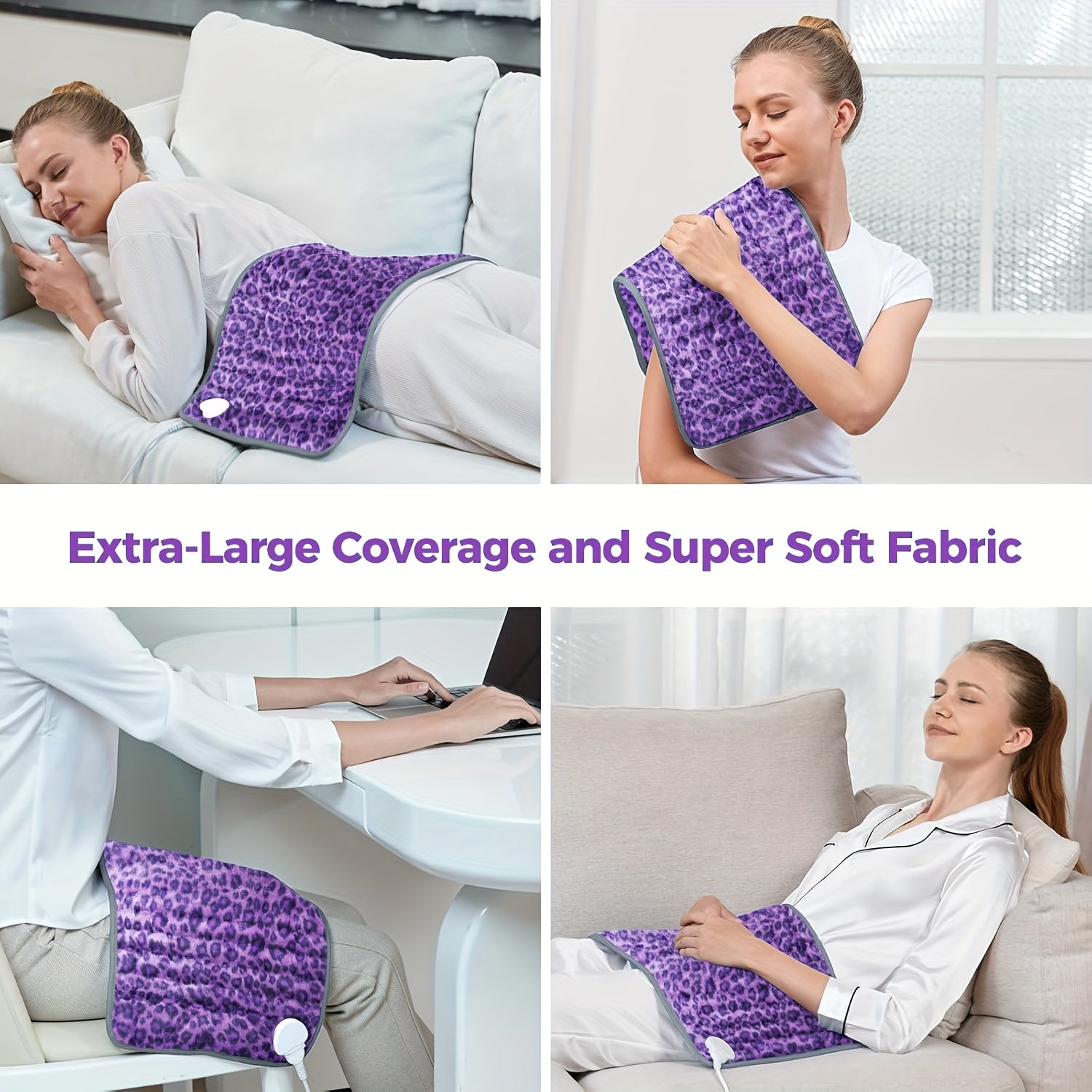 XL Double-Sided Heating Pad With Remote Control - Electric Back, Neck & Shoulder Blanket, Adjustable Heat Settings, Auto Shut-Off, Soft Purple Polyester - Ideal Gift For Men, Women, Mom, Dad, Adjustable Heating Pad | Quilted Texture | Soft Polyester