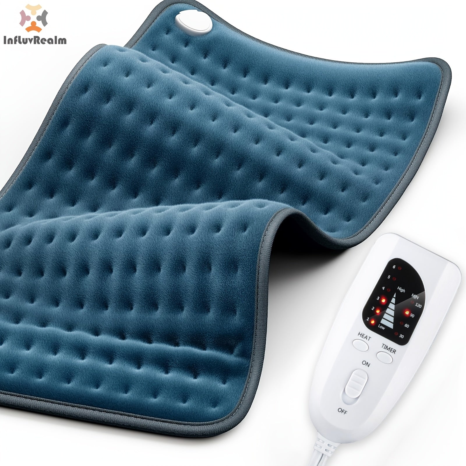 InfLuvRealm Electric Heating Pad for Back, Neck, Shoulder, Knee & Leg - 6 Heat Levels up to 150°F, 2-Hour Auto-Off, 12x24 Inch Soft Flannel Machine Washable - Gift for Men, Mom, Dad, Portable Heat | Premium Look Pad | Durable Comfort